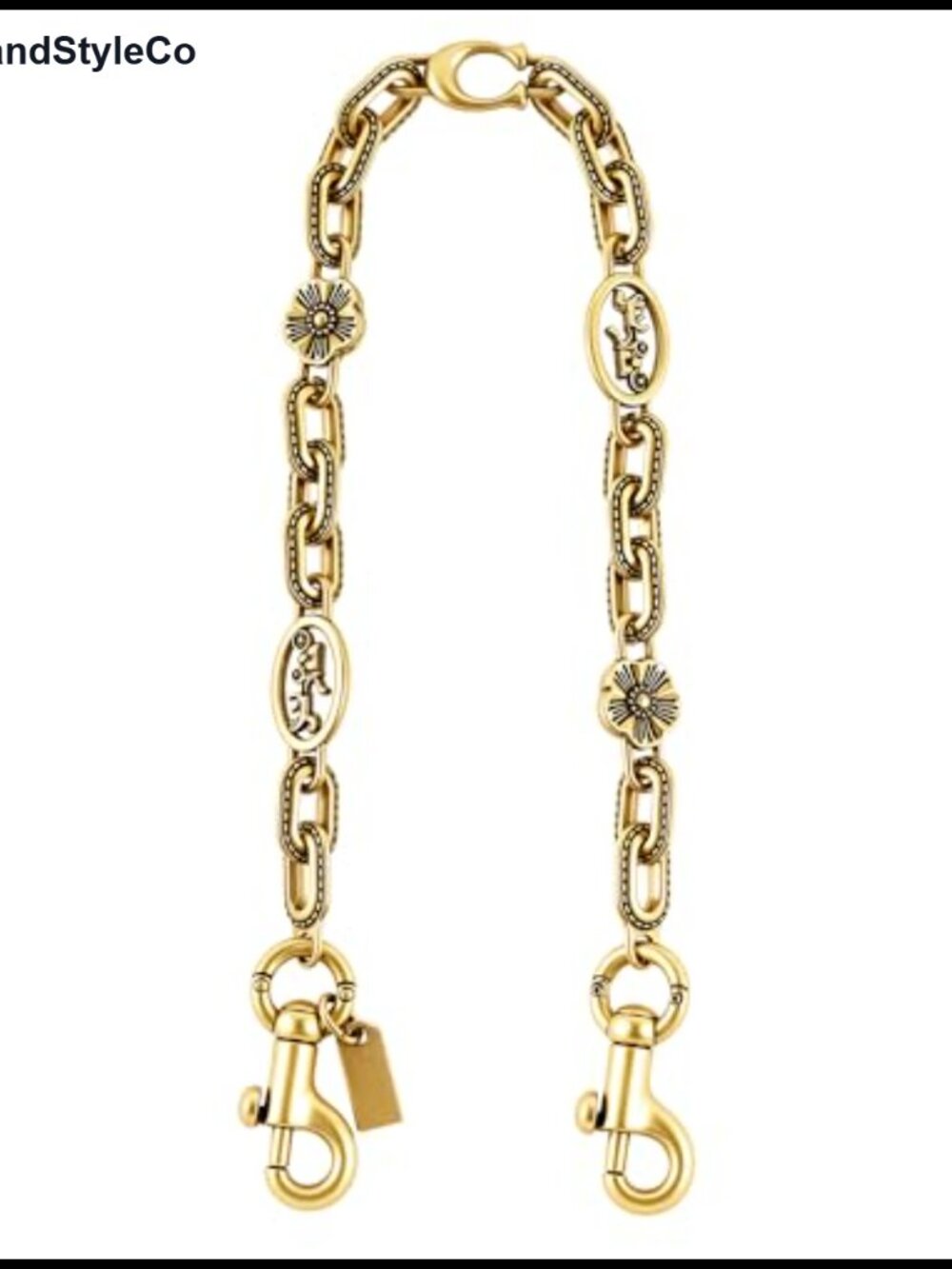 Gold Motif Chain Bag Charm Purse Chain Extender Vintage Metal